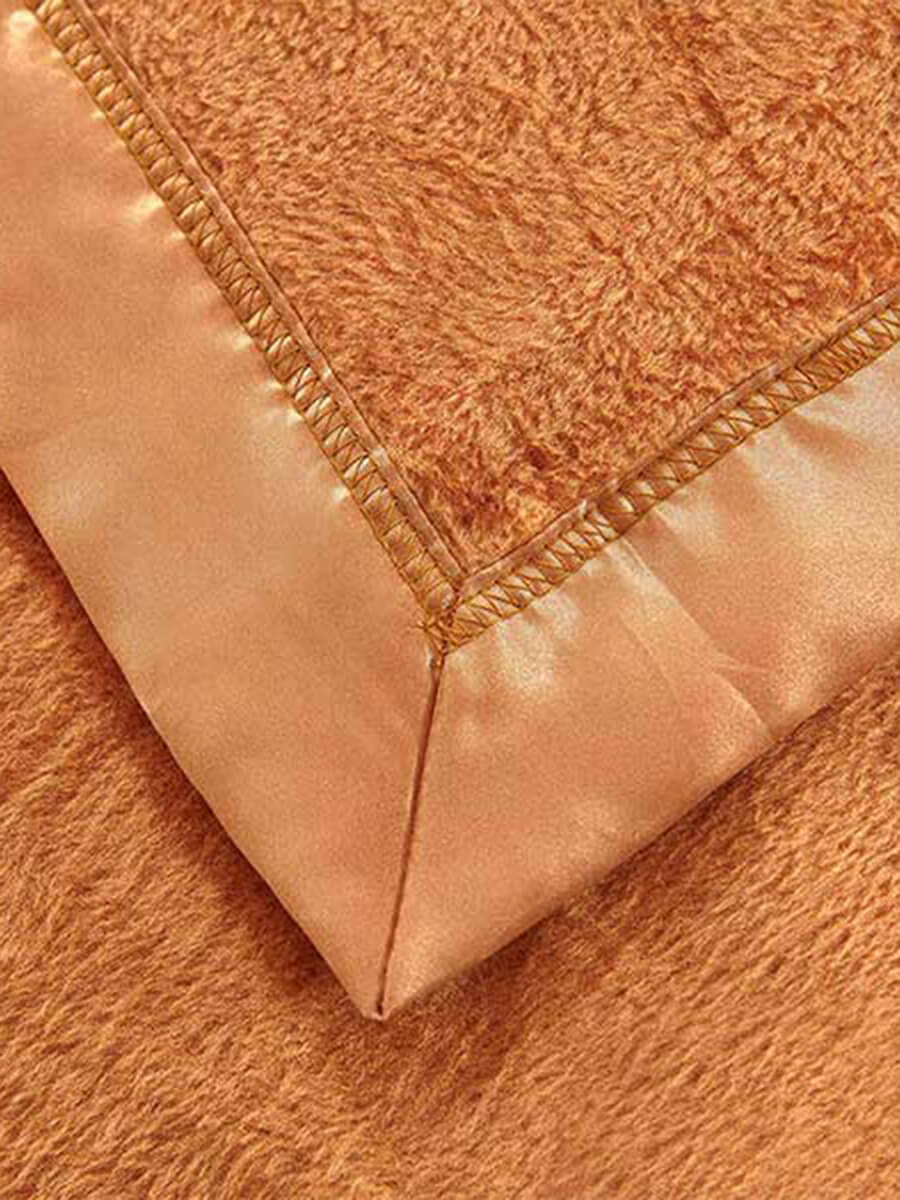 Camel Mulberry Silk Blanket With Silk Charmeuse Boarder