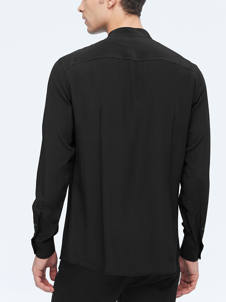 Formal Band Collar Mens Long Sleeve Silk Shirts [FC002] - $139.99