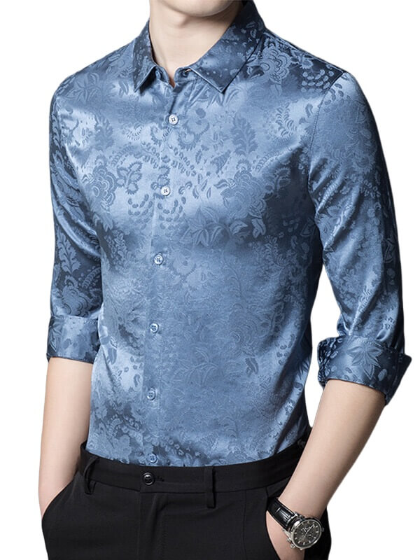 Men's Luxury Jacquard Silk Shirt