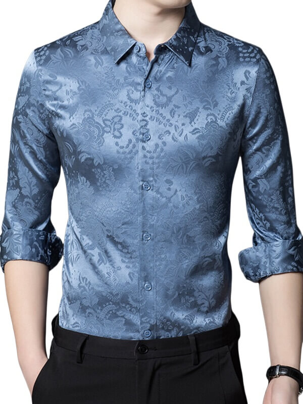 Men's Luxury Jacquard Silk Shirt