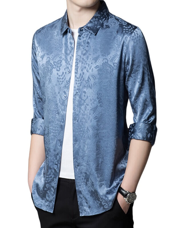 Men's Luxury Jacquard Silk Shirt