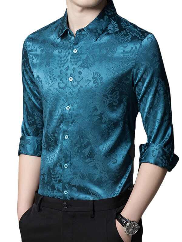 Men's Luxury Jacquard Silk Shirt