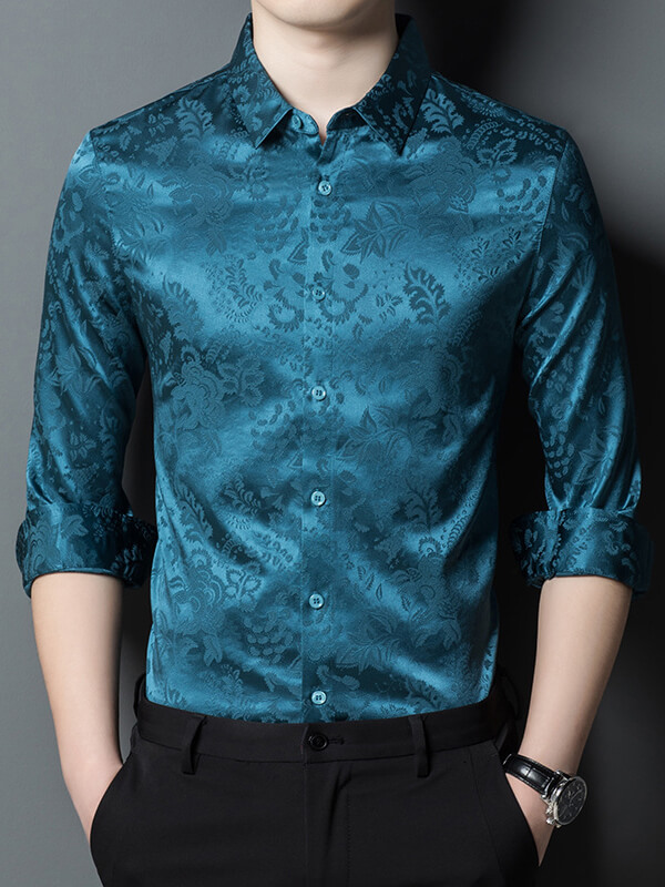 Men's Luxury Jacquard Silk Shirt