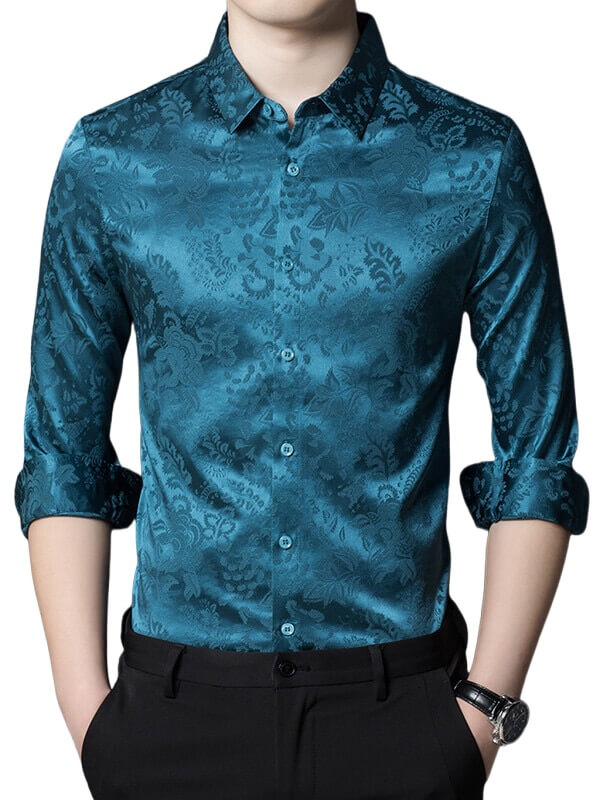 Men's Luxury Jacquard Silk Shirt