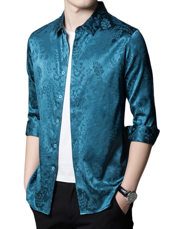 Men's Luxury Jacquard Silk Shirt