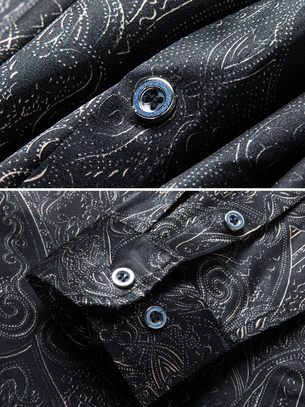 Black Paisley Printed Luxury Silk Shirt For Men