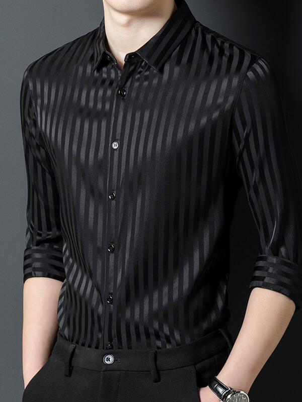 Men's Luxury Striped Silk Dress Shirt