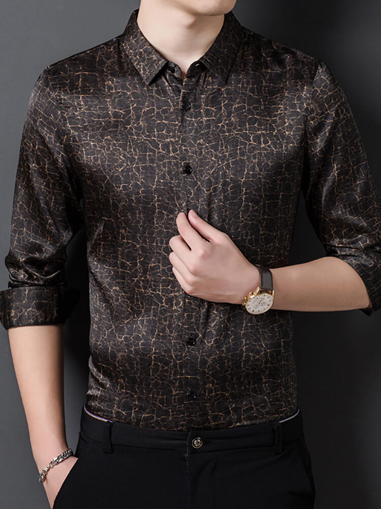 Men's Plain Printed Luxury Silk Shirt