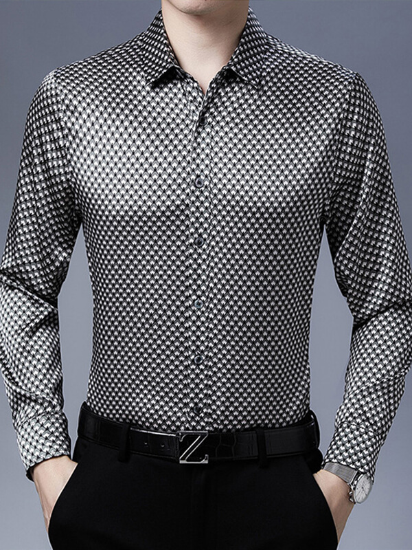 Men's Plain Printed Luxury Silk Shirt