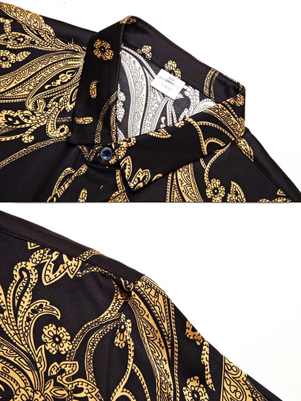 Men's Stretchable Printed Mulberry Silk Shirt [FC011] - $169.00 ...