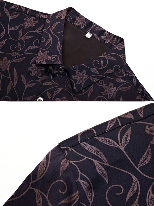 Men's Stretchable Printed Mulberry Silk Shirt