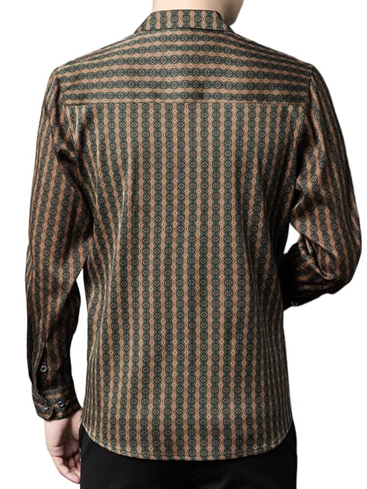 Gentleman Luxurious Printed Mulberry Silk Long Sleeve Shirt