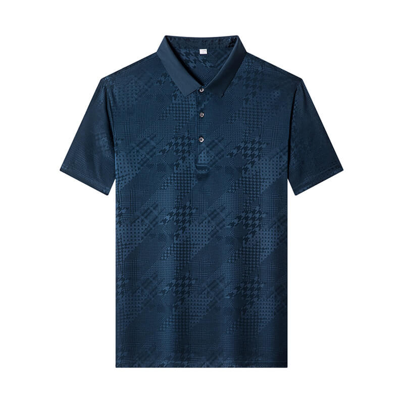 Silk Jacquard Mens Moisture Wicking Silk Polo Shirt