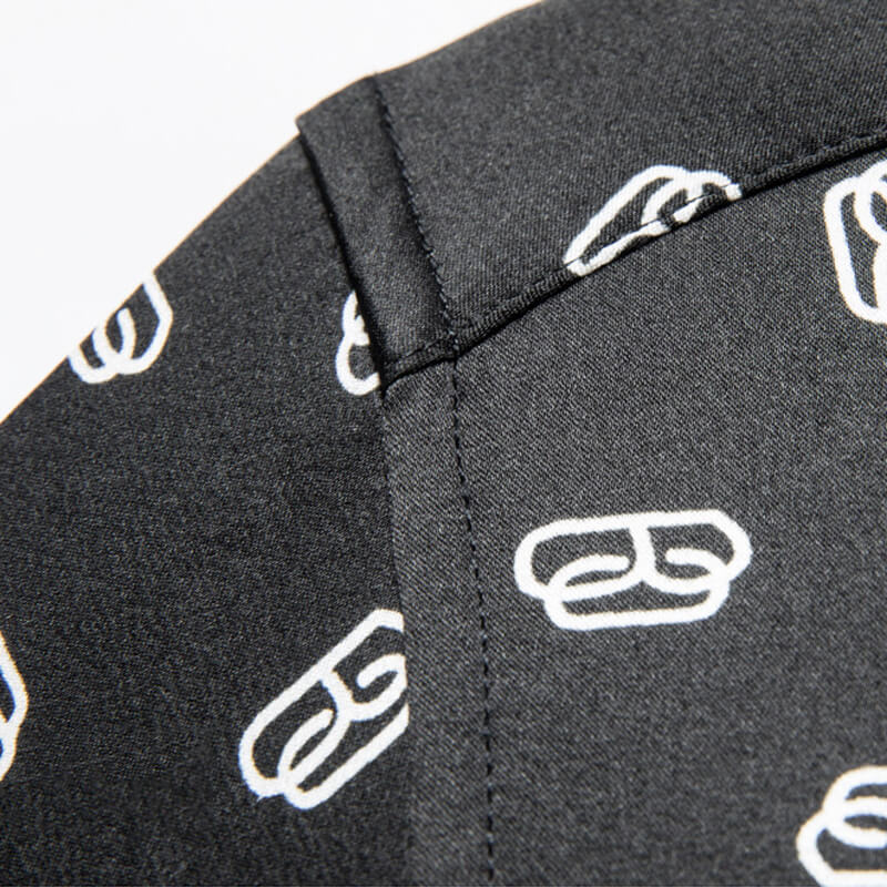 Paper Clip Printed Men's Black Short Sleeve Silk Shirt
