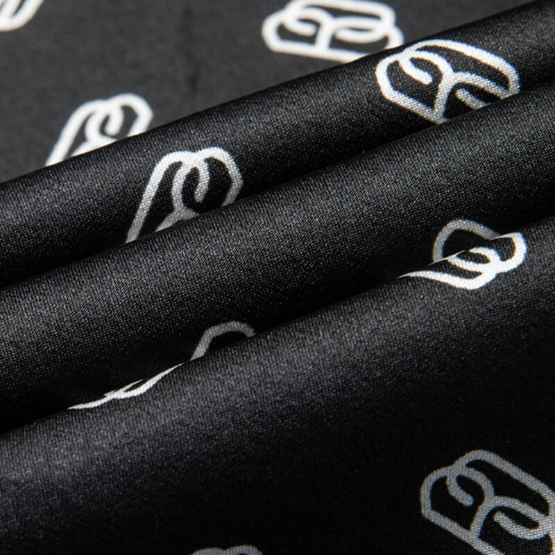 Paper Clip Printed Men's Black Short Sleeve Silk Shirt
