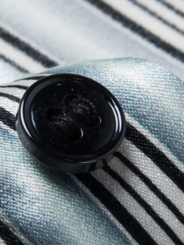Pinstripe Printed Men's Short Sleeve Silk Shirt
