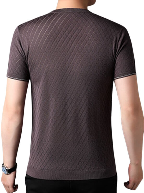 Summer-Ready Men's 100% Silk Knitted Jacquard Silk T-Shirt