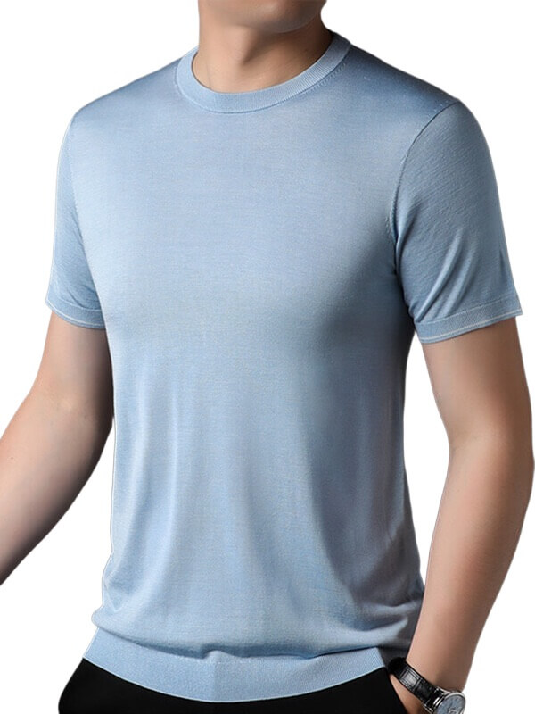 Men's 100% Mulberry Silk Knitted Formal Silk T-Shirt