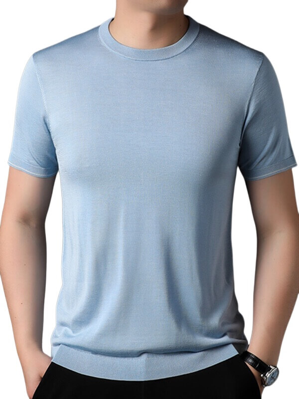 Men's 100% Mulberry Silk Knitted Formal Silk T-Shirt