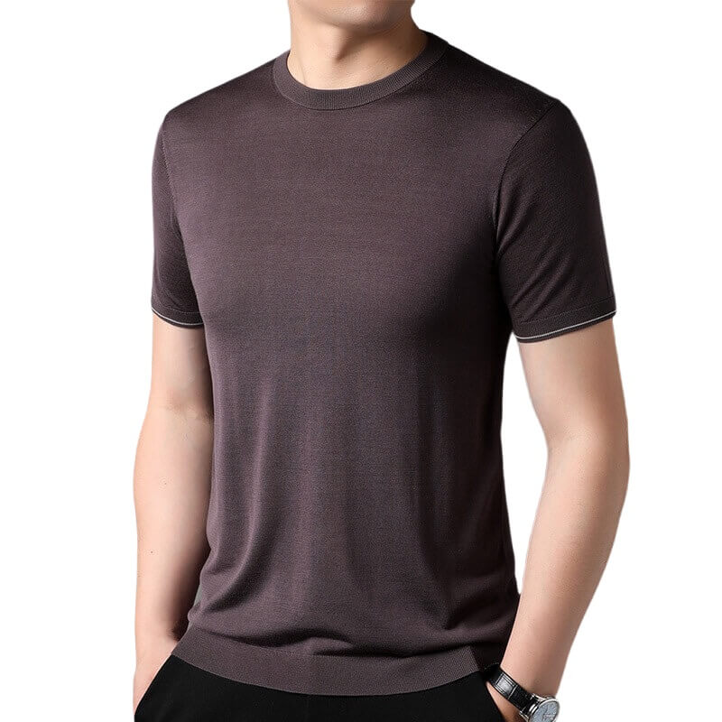 Men's 100% Mulberry Silk Knitted Formal Silk T-Shirt