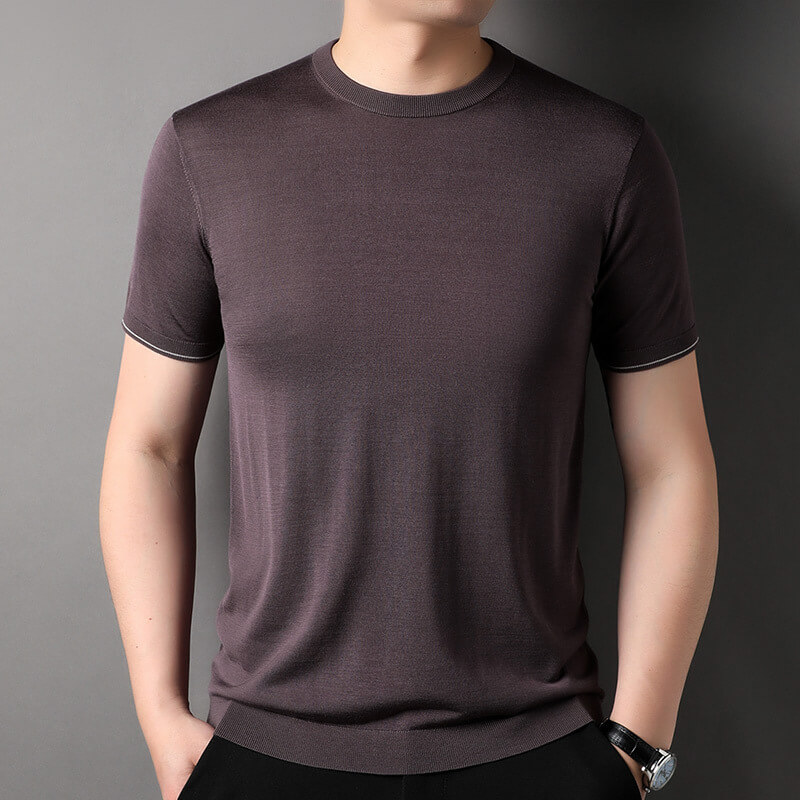 Men's 100% Mulberry Silk Knitted Formal Silk T-Shirt