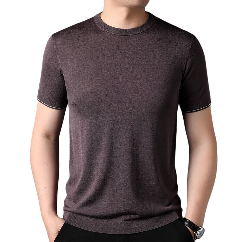 Men's 100% Mulberry Silk Knitted Formal Silk T-Shirt