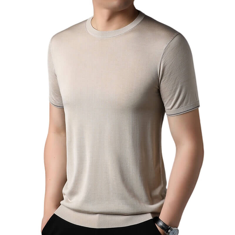 Men's 100% Mulberry Silk Knitted Formal Silk T-Shirt