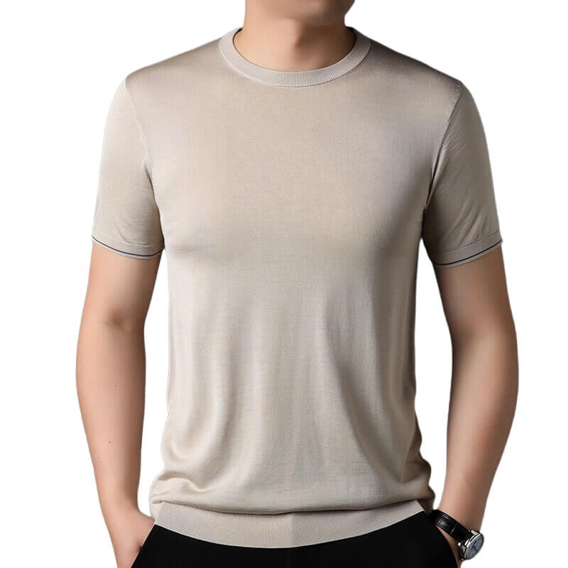 Men's 100% Mulberry Silk Knitted Formal Silk T-Shirt