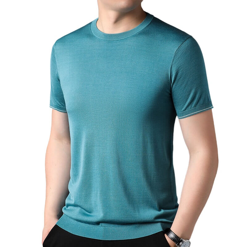 Men's 100% Mulberry Silk Knitted Formal Silk T-Shirt