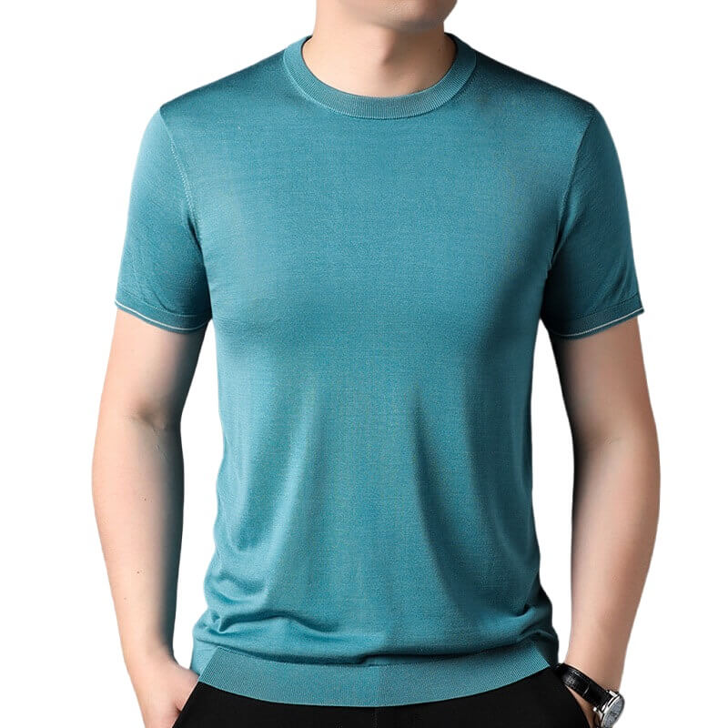 Men's 100% Mulberry Silk Knitted Formal Silk T-Shirt