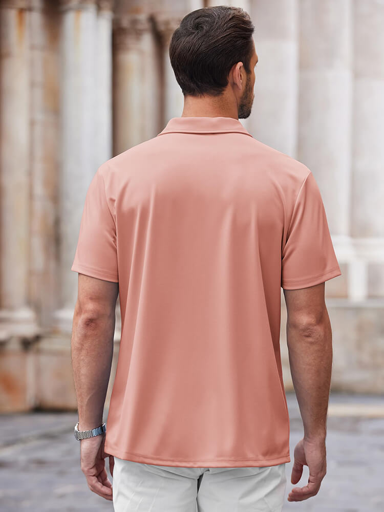 Men's Classic Short-Sleeve Button-Down Collar Silk Shirt