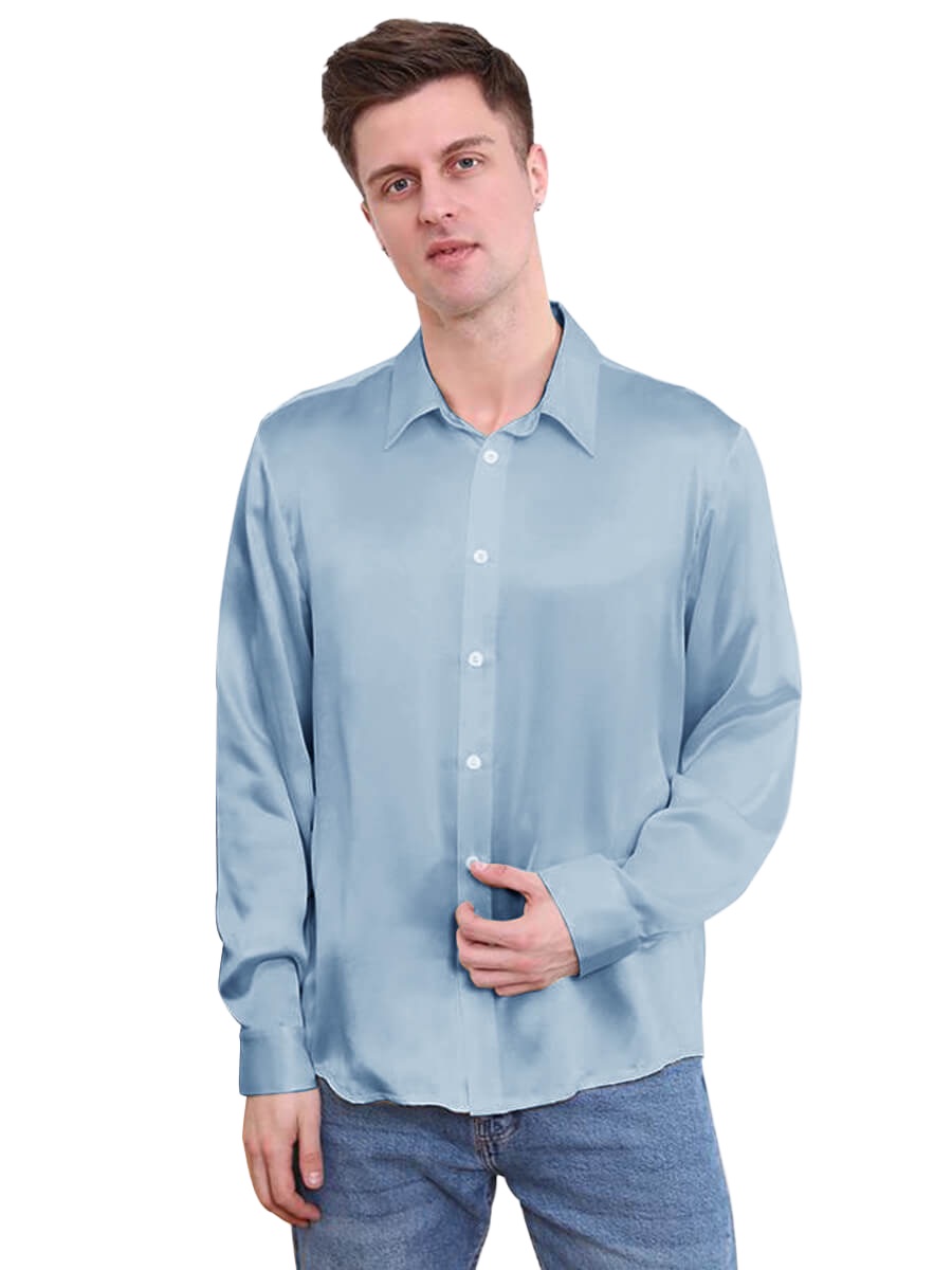 22 Momme Classic Long-sleeve Silk Dress Shirt For Men