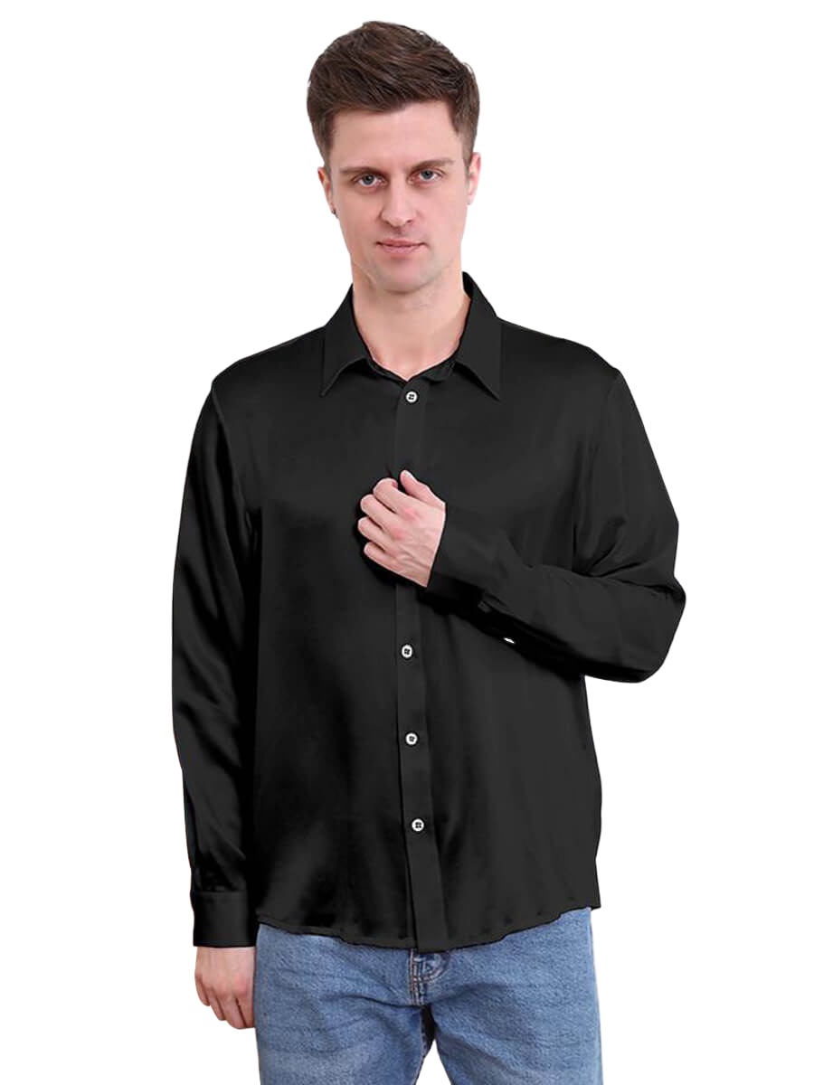 22 Momme Classic Long-sleeve Silk Dress Shirt For Men