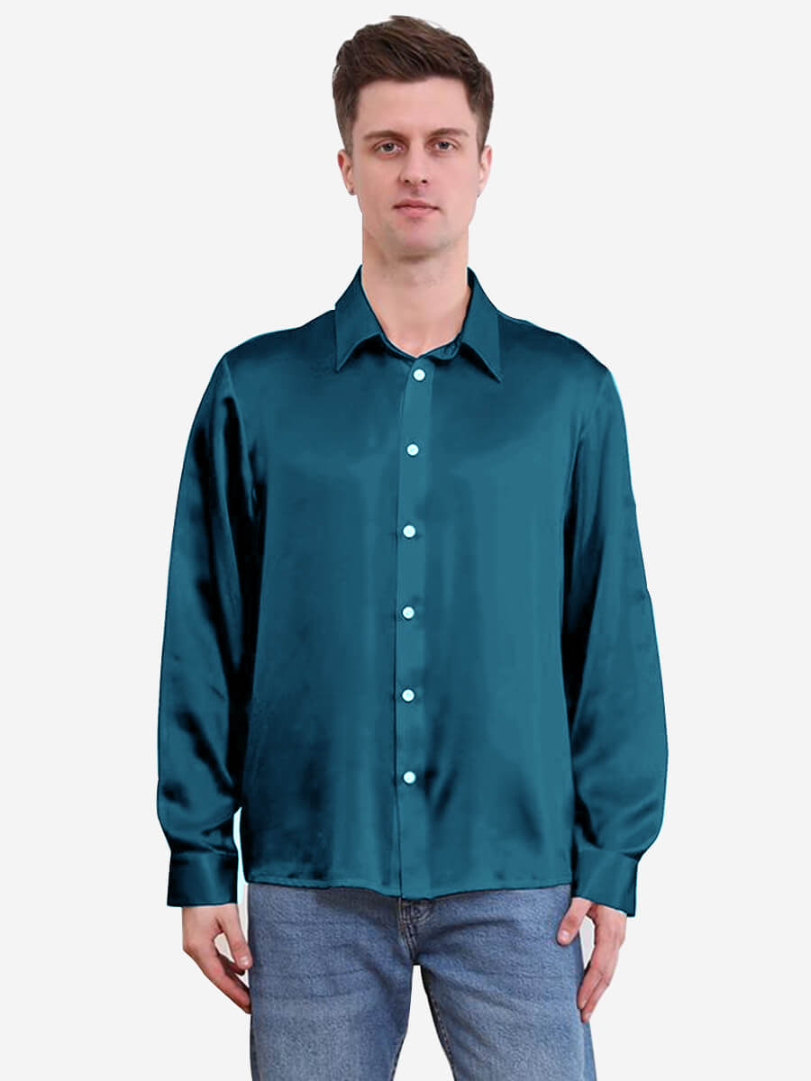 22 Momme Classic Long-sleeve Silk Dress Shirt For Men