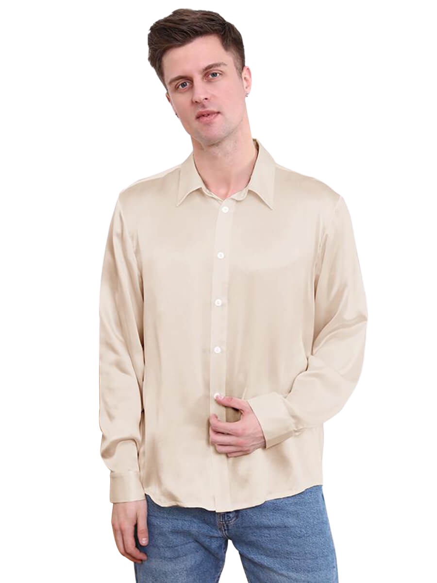 22 Momme Classic Long-sleeve Silk Dress Shirt For Men