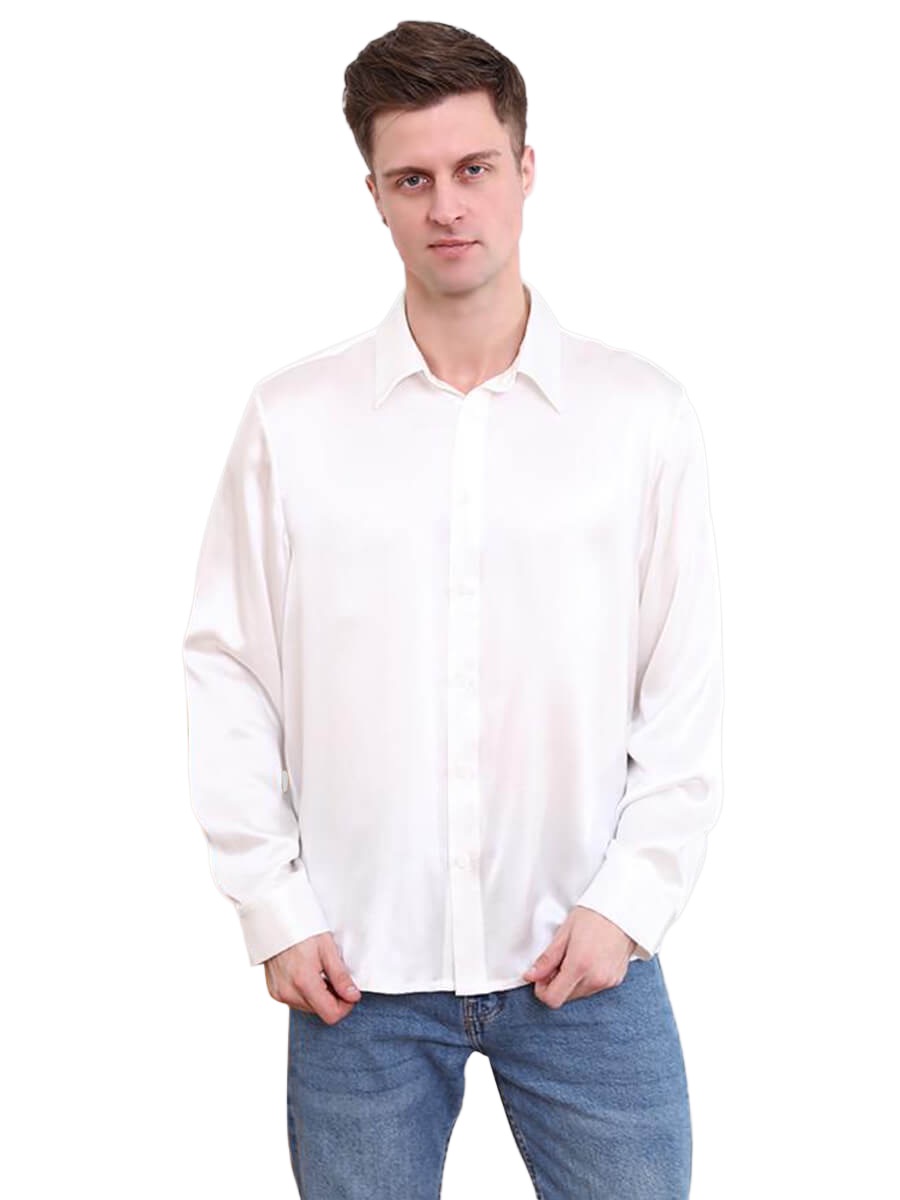 22 Momme Classic Long-sleeve Silk Dress Shirt For Men