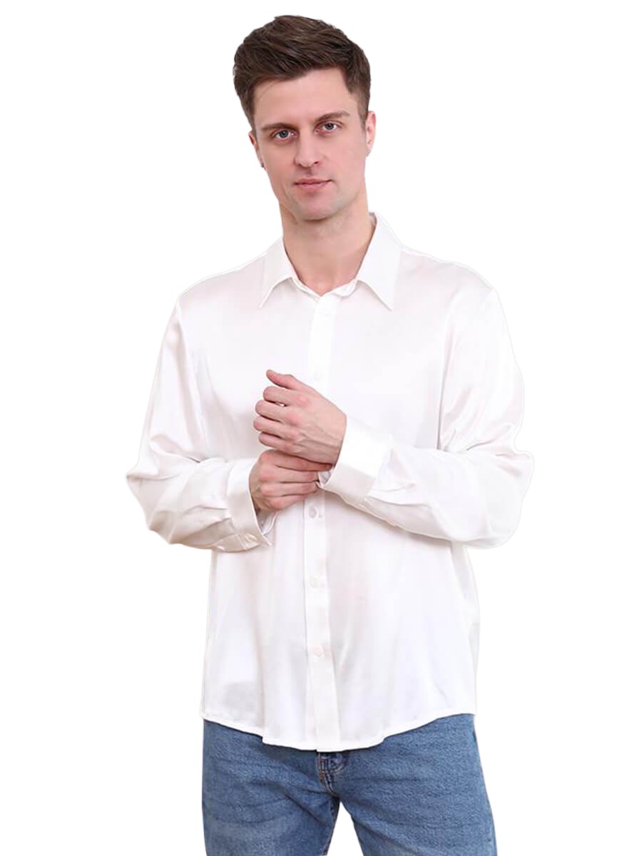 22 Momme Classic Long-sleeve Silk Dress Shirt For Men