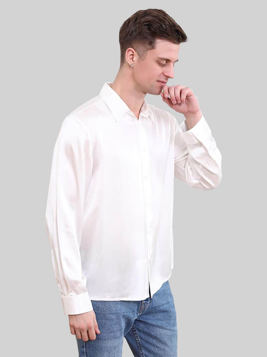 22 Momme Classic Long-sleeve Silk Dress Shirt For Men