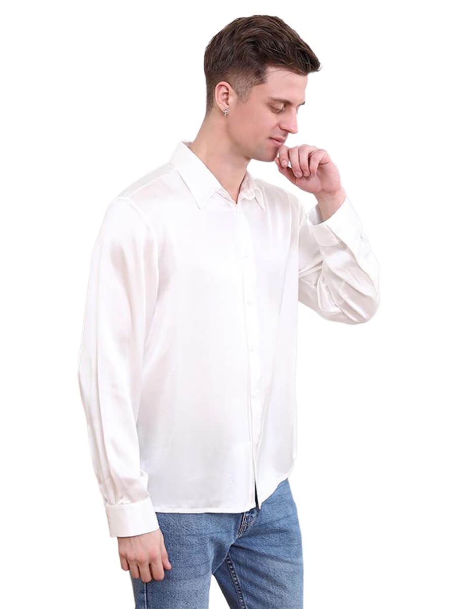 22 Momme Classic Long-sleeve Silk Dress Shirt For Men