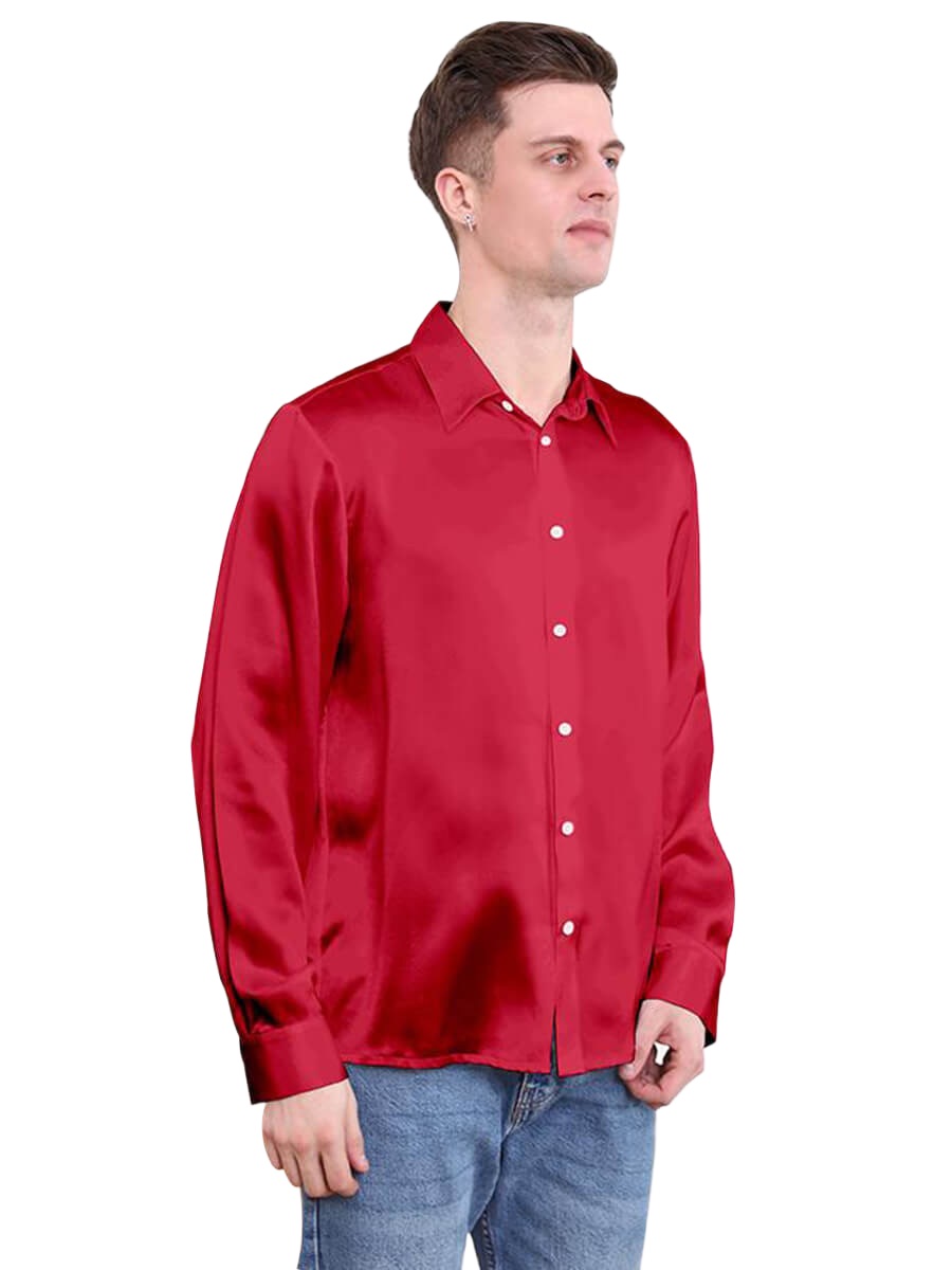 22 Momme Classic Long-sleeve Silk Dress Shirt For Men