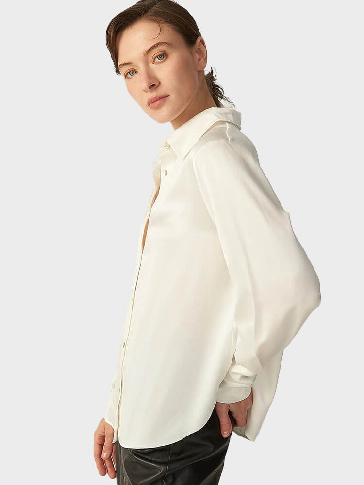 22MM Womens Button Front Silk Blouse