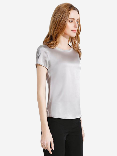 22 Momme Women Summer Basic Short-sleeve Silk Shirts