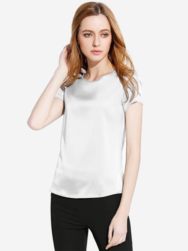 22 Momme Women Summer Basic Short-sleeve Silk Shirts