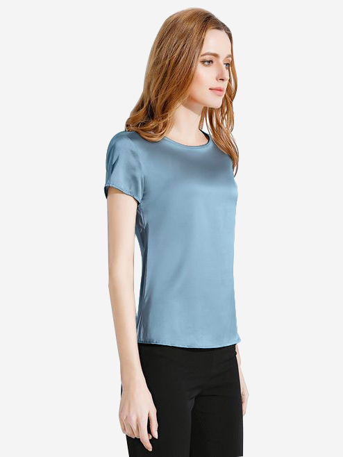 22 Momme Women Summer Basic Short-sleeve Silk Shirts