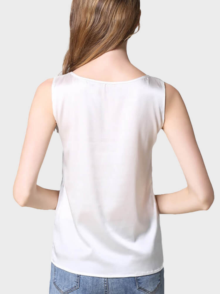 22 Momme Classic Round Neck Silk Tank Top For Women