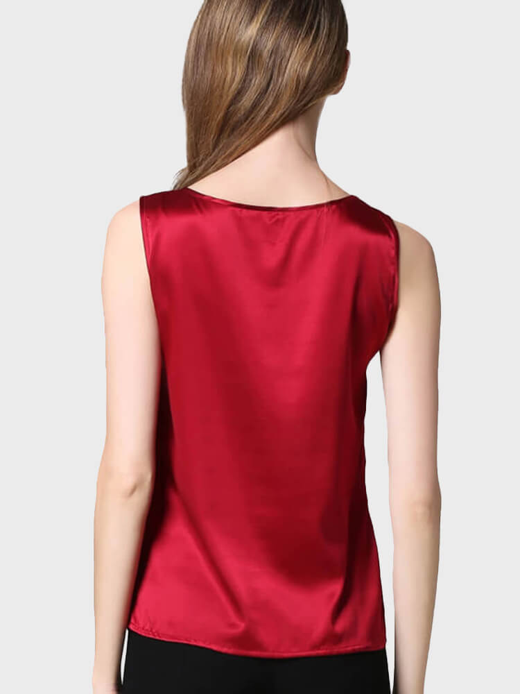 22 Momme Classic Round Neck Silk Tank Top For Women