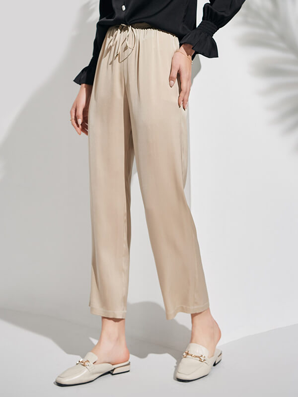 Summer Washable Women Long Silk Pants