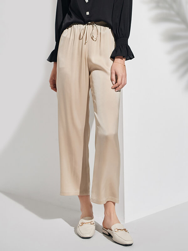 Summer Washable Women Long Silk Pants