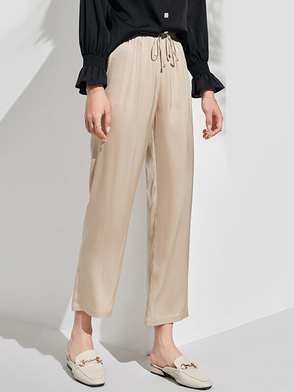 Summer Washable Women Long Silk Pants