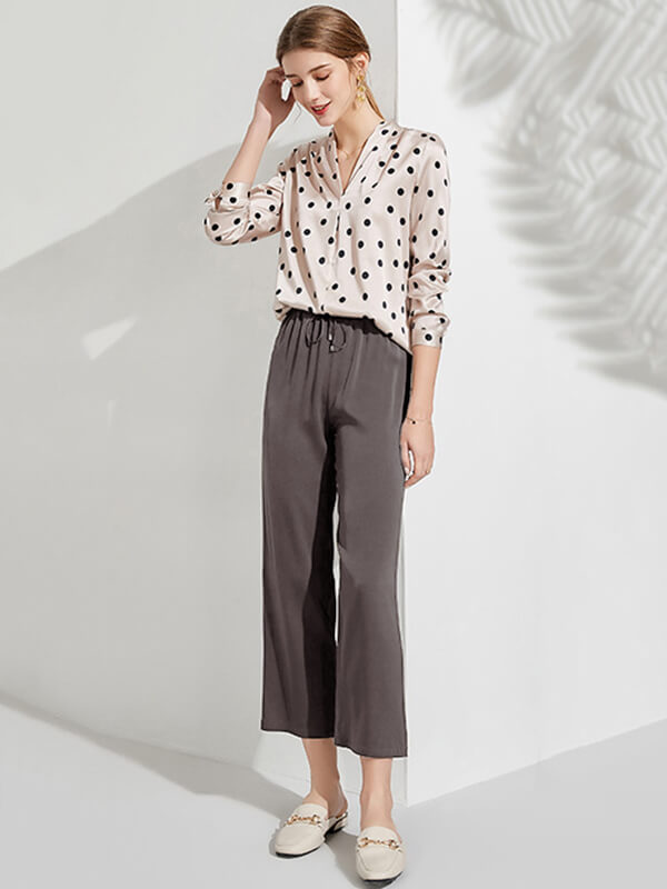 Summer Washable Women Long Silk Pants